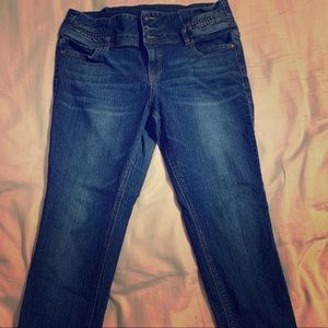 Dark denim high waisted skinny jeans